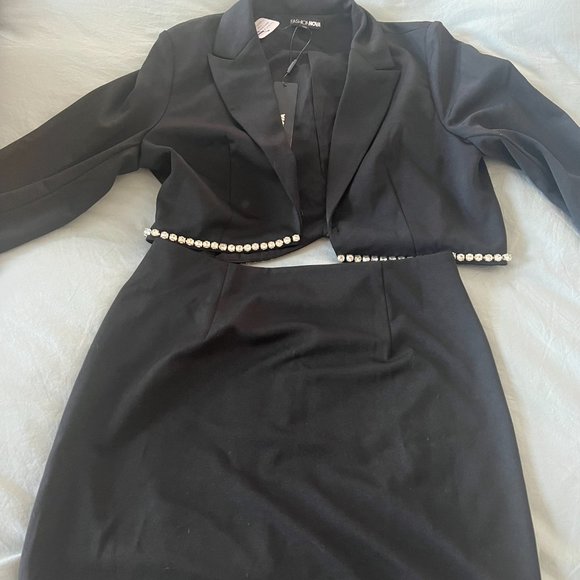 Fashion Nova Blazer Skirt Set - Black NWT - Picture 2 of 3